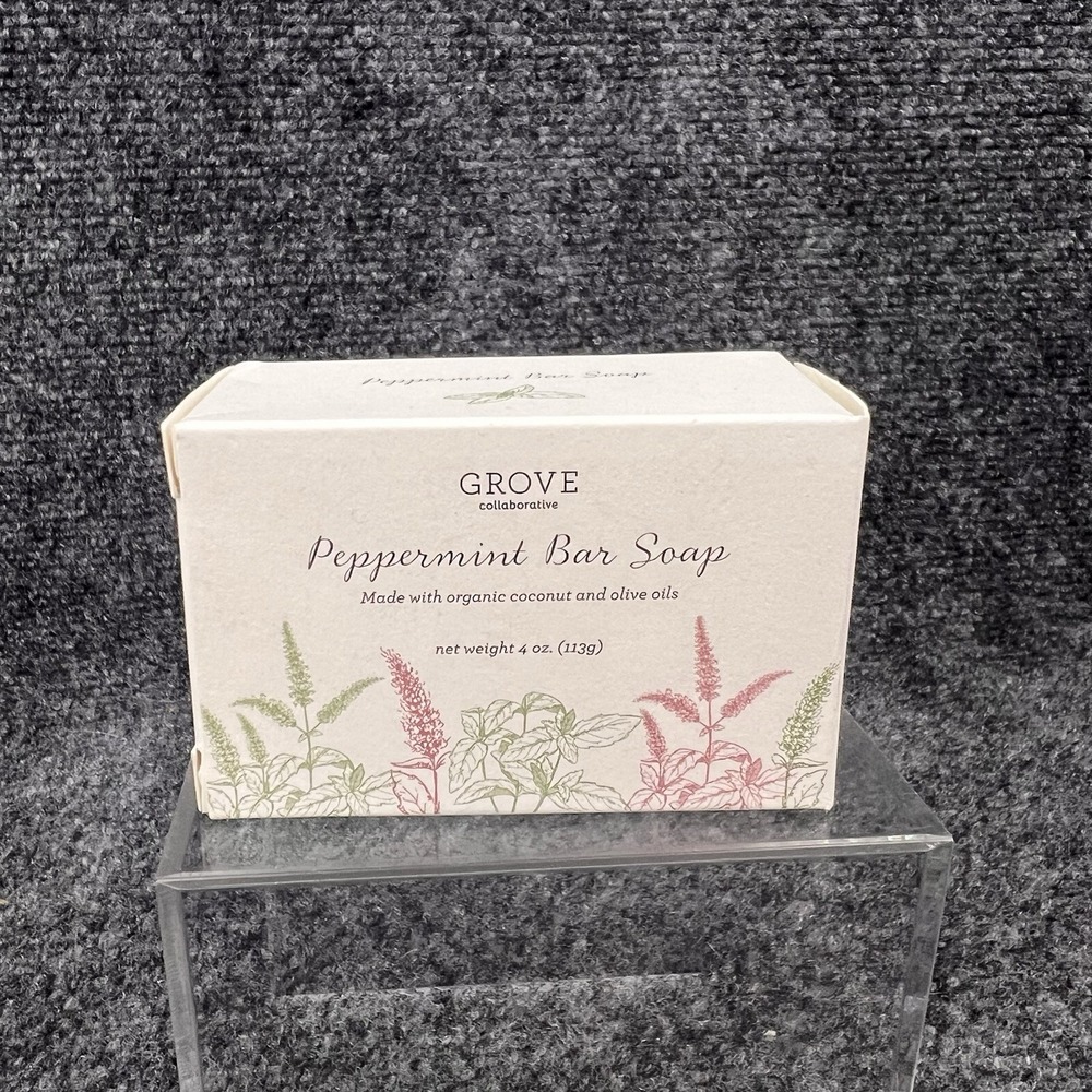 Grove Collaborative Peppermint Bar Soap 4 oz Organic Coconut & Olive Oil New